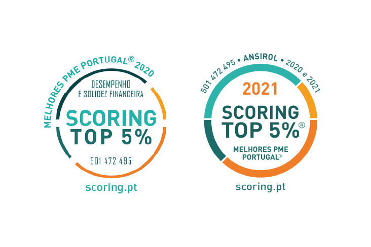 Selos Scoring TOP 5% Melhores PME Portugal 2020 e 2021 atribuídos à Ansirol