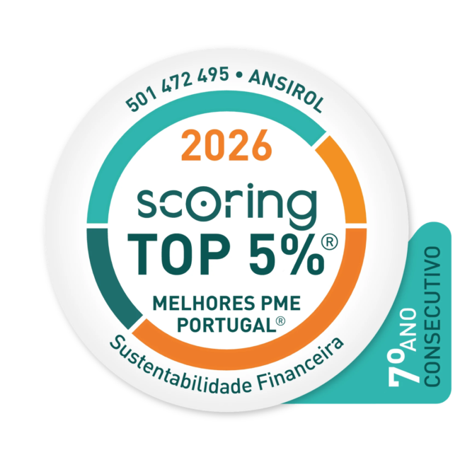 Selo Scoring TOP 5% Melhores PME Portugal 2026 – Ansirol, 7.º ano consecutivo